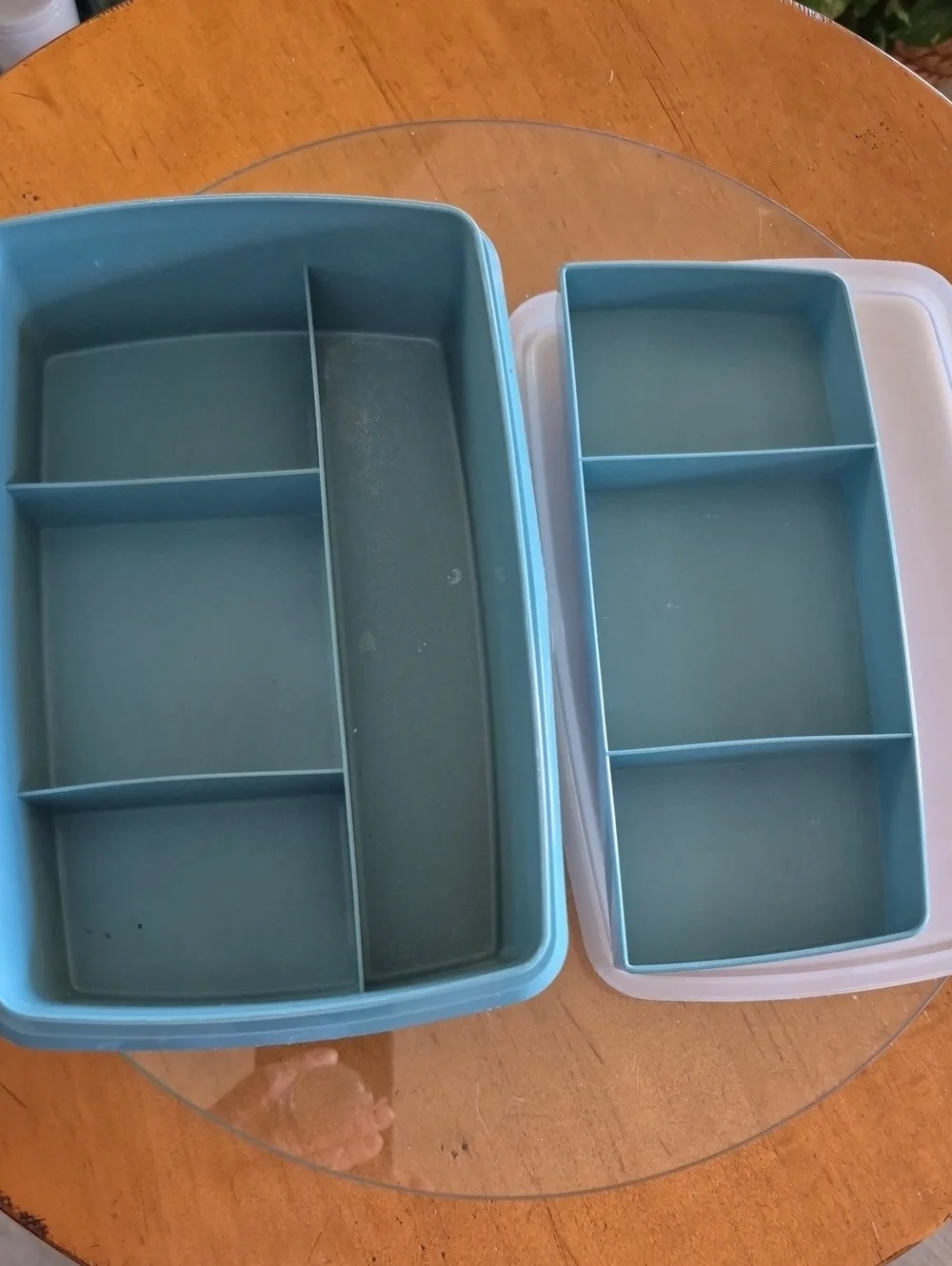 Vintage Tupperware Tuppercraft Blue Plastic Compartment Storage Organizer